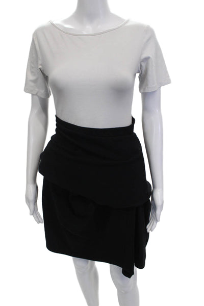 Morgane Le Fay Womens Wrap Wool Skirt Black Knee Length Size L