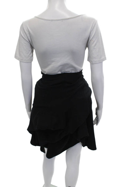 Morgane Le Fay Womens Wrap Wool Skirt Black Knee Length Size L