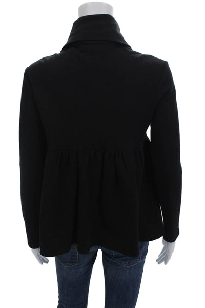 Morgane Le Fay Womens Black Wool Blend Collared Button Coat Long Sleeve Size L