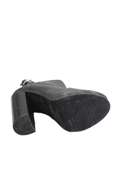 Zara Trafaluc Womens Leather Open Toe Slingbacks Heels Black Size 39 9