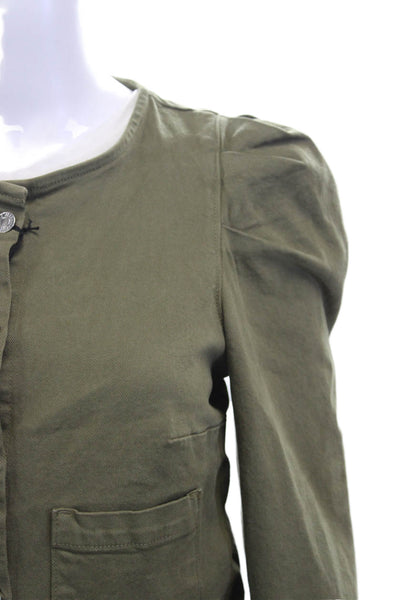 Le Jean Women Military Jacket Green Button 98% Cotton 2% Elastane Size S