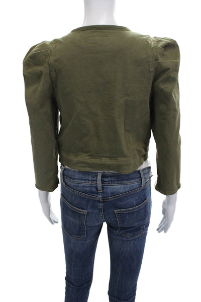 Le Jean Women Military Jacket Green Button 98% Cotton 2% Elastane Size S