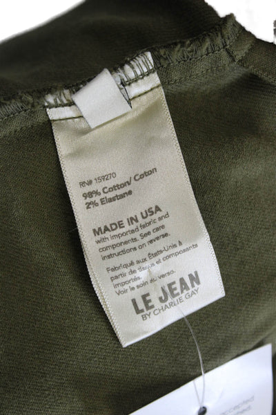 Le Jean Women Military Jacket Green Button 98% Cotton 2% Elastane Size S