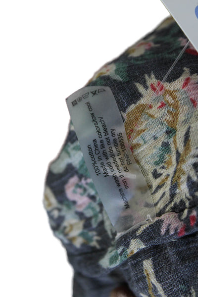 Sundays Women Bohemian Floral Black Cotton Long Sleeve Blouse Size 0