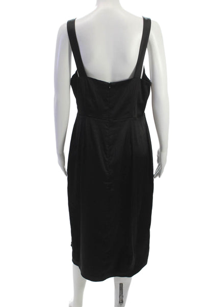 Babaton Women Sheath Black Square Neck Mid Calf Dress Size 12