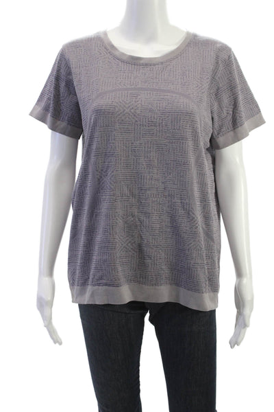Lululemon Womens Gray Geometric T-Shirt Short Sleeve Nylon Size 12
