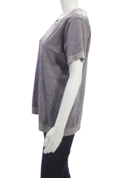 Lululemon Womens Gray Geometric T-Shirt Short Sleeve Nylon Size 12