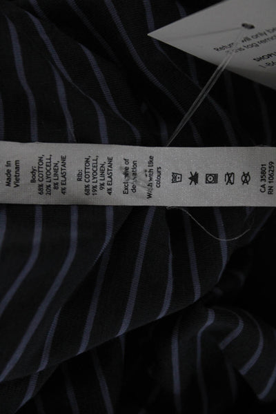 Lululemon Women Dark Gray Striped Crew Neck Long Sleeve Basic T-Shirt Size 10