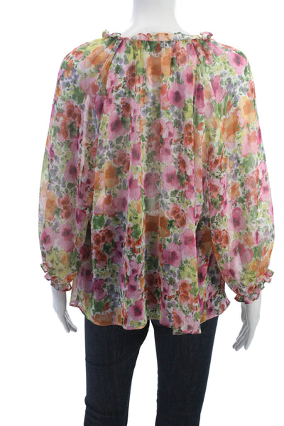 Zara Womens Green Floral Tunic Long Sleeve Drawstring Size L