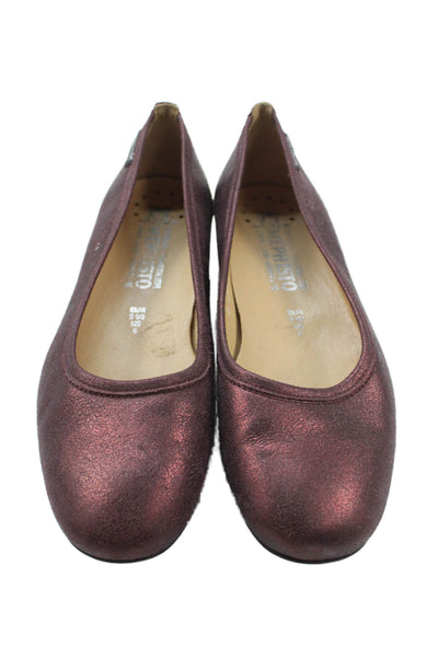 Mephisto Womens Slip On Round Toe Metallic Ballet Flats Dark Pink Size 6