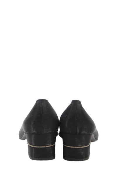 Salvatore Ferragamo Womens Block Heel Round Toe Sleek Pumps Black Size 6.5