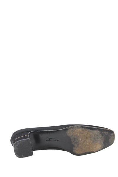 Salvatore Ferragamo Womens Block Heel Round Toe Sleek Pumps Black Size 6.5