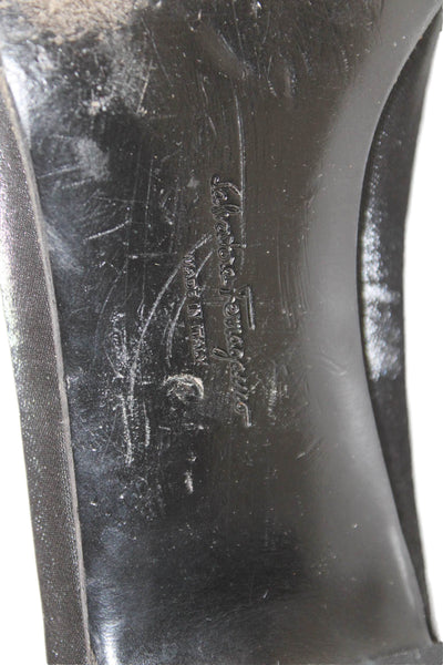 Salvatore Ferragamo Womens Block Heel Round Toe Sleek Pumps Black Size 6.5