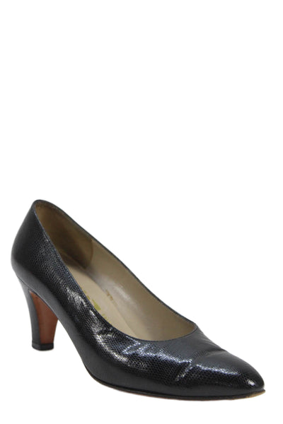 Salvatore Ferragamo Womens Slip On Block Heel Leather Pumps Black Size 6