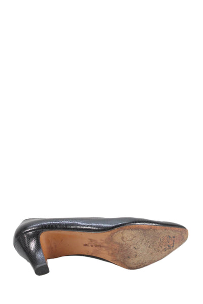 Salvatore Ferragamo Womens Slip On Block Heel Leather Pumps Black Size 6
