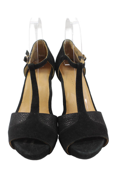 L Amour Des Pieds Womens Wedge Heel Ankle Strap Sandals Black Suede Size 6