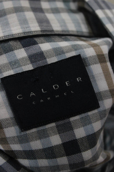 Calder Mens Cotton Plaid Button-Down Long Sleeve Shirt Blue Size L