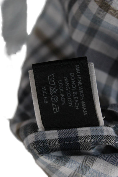 Calder Mens Cotton Plaid Button-Down Long Sleeve Shirt Blue Size L