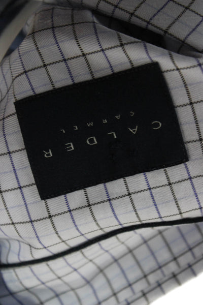 Calder Mens Cotton Striped Collared Long Sleeve Button-Down Shirt Blue Size L