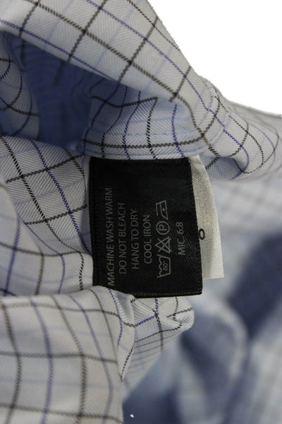 Calder Mens Cotton Striped Collared Long Sleeve Button-Down Shirt Blue Size L