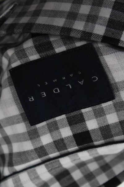 Calder Mens Cotton Plaid Collared Long Sleeve Button-Down Shirt White Size L