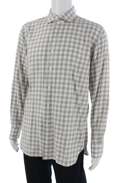 Calder Mens Cotton Collared Long Sleeve Button-Down Shirt Multicolor Size L