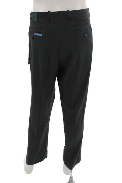 Perry Ellis Mens Dress Pants Dark Gray Button Closure Size 38