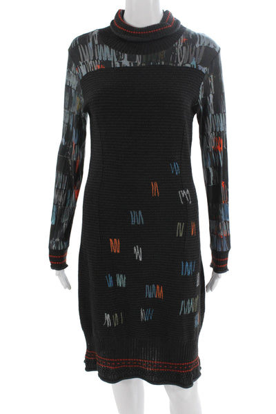 Aventures des Toiles Womens Sweater Dress Black Turtleneck Long Sleeve Size 40