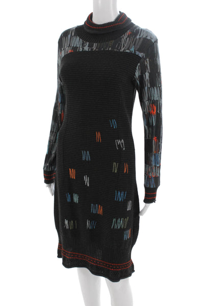 Aventures des Toiles Womens Sweater Dress Black Turtleneck Long Sleeve Size 40