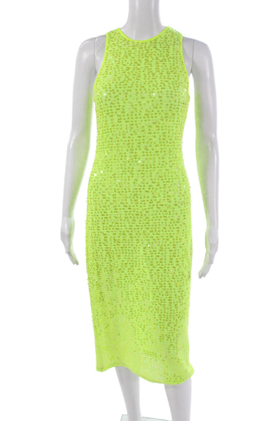 Lovers + Friends Womens Sequin Bodycon Sheath Dress Yellow Sleeveless Size XS