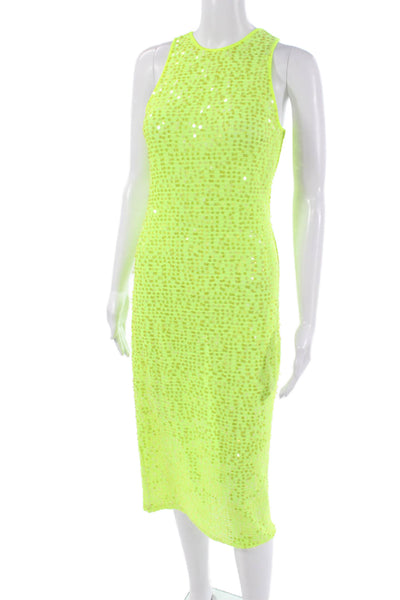 Lovers + Friends Womens Sequin Bodycon Sheath Dress Yellow Sleeveless Size XS