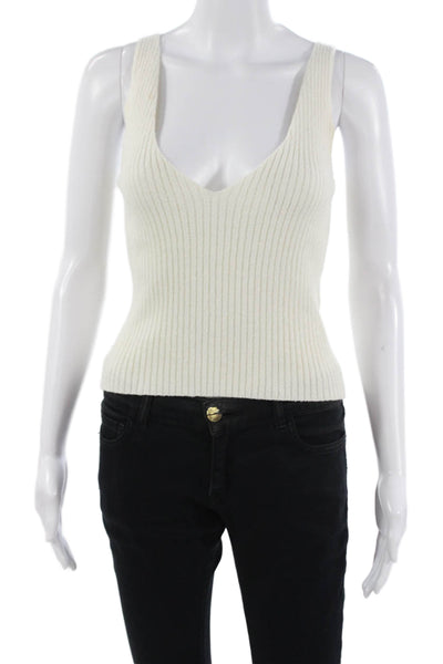 Lovers + Friends Womens Cropped Camisole White Striped V-Neck Polyester Size XS
