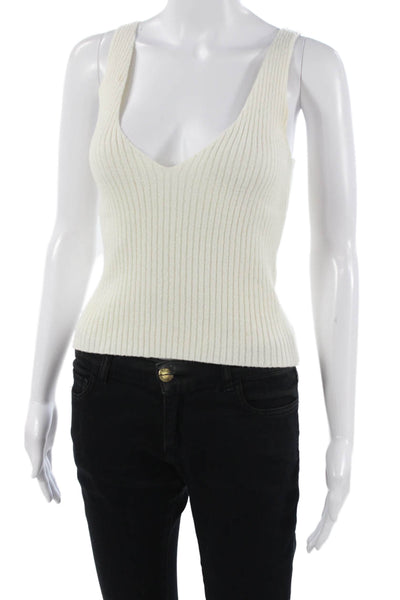 Lovers + Friends Womens Cropped Camisole White Striped V-Neck Polyester Size XS