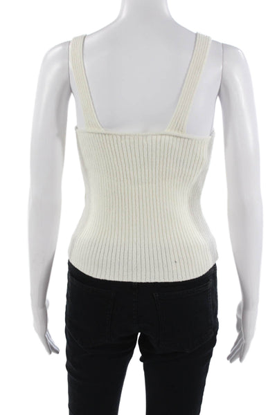 Lovers + Friends Womens Cropped Camisole White Striped V-Neck Polyester Size XS