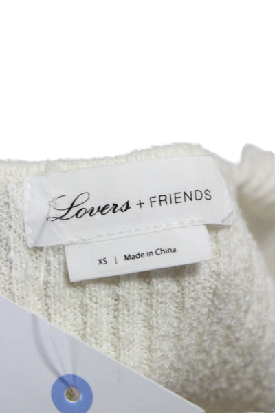 Lovers + Friends Womens Cropped Camisole White Striped V-Neck Polyester Size XS
