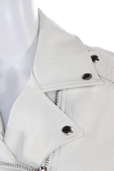 Blank NYC Womens Biker Jacket White Buckle Collared Long Sleeve Size XS