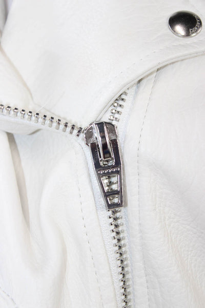 Blank NYC Womens Biker Jacket White Buckle Collared Long Sleeve Size XS