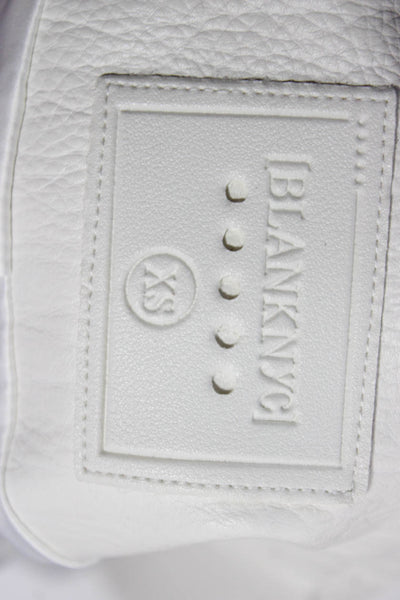 Blank NYC Womens Biker Jacket White Buckle Collared Long Sleeve Size XS