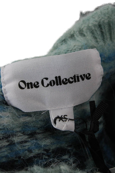 One Collective Unisex Light Blue Fair Isle Mock Neck Pullover Size XS