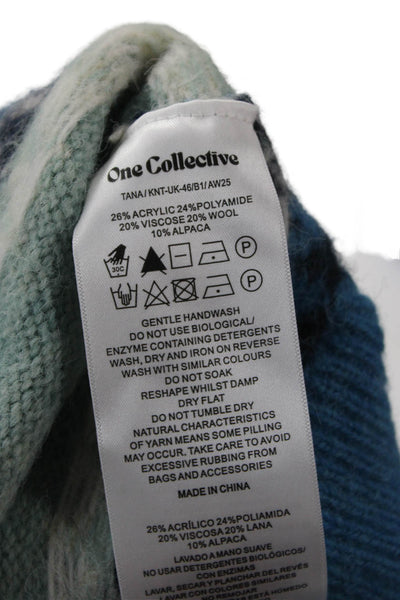 One Collective Unisex Light Blue Fair Isle Mock Neck Pullover Size XS