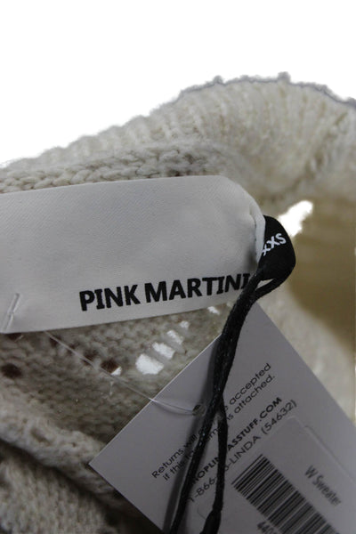 Pink Martini Unisex Pullover Sweater Beige Crew Neck Long Sleeve Size 2XS