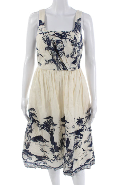 Maggy London Womens Fit & Flare Sundress Beige Square Neck Mini Size 4
