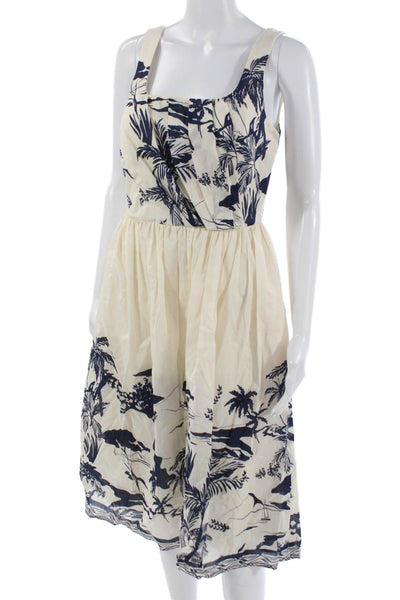 Maggy London Womens Fit & Flare Sundress Beige Square Neck Mini Size 4