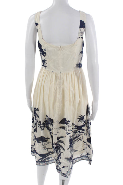 Maggy London Womens Fit & Flare Sundress Beige Square Neck Mini Size 4