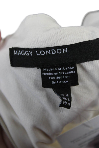 Maggy London Womens Fit & Flare Sundress Beige Square Neck Mini Size 4