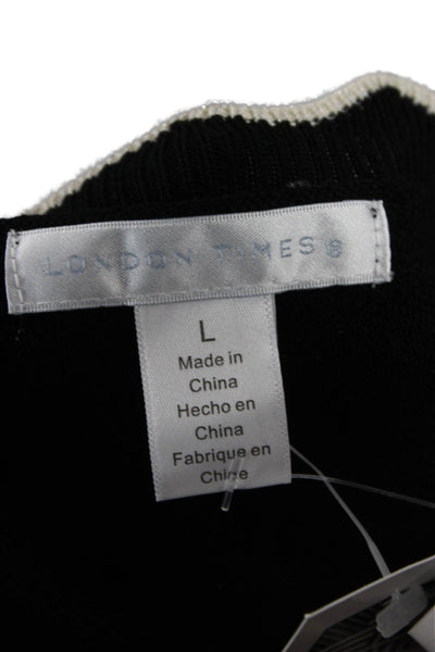 London Times Womens Black Sheath Sweater Dress Long Sleeve Size L