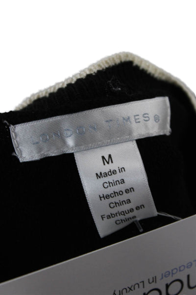 London Times Women Sweater Dress Black Geometric Long Sleeve Knee-Length Size M