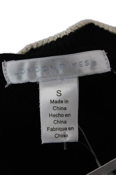 London Times Women Sweater Dress Black Long Sleeve Geometric Size S