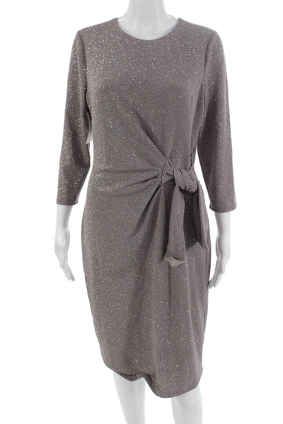 Interstyle Womens Sheath Gray Knee Length Dress 3/4 Sleeve Size L
