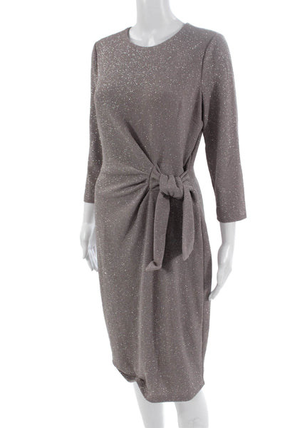 Interstyle Womens Sheath Gray Knee Length Dress 3/4 Sleeve Size L